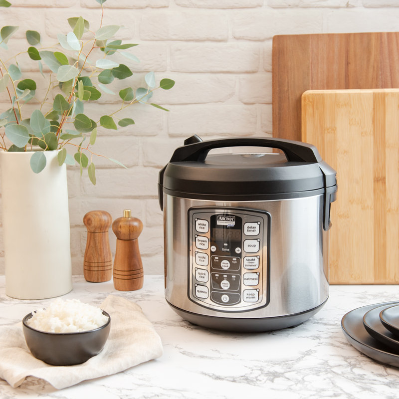 Aroma Housewares ARC 5000SB Digital Rice Food Steamer Slow Grain Cooker Stainless Exterior Nonstick Pot 10 cup uncooked 20 cup cooked 4QT